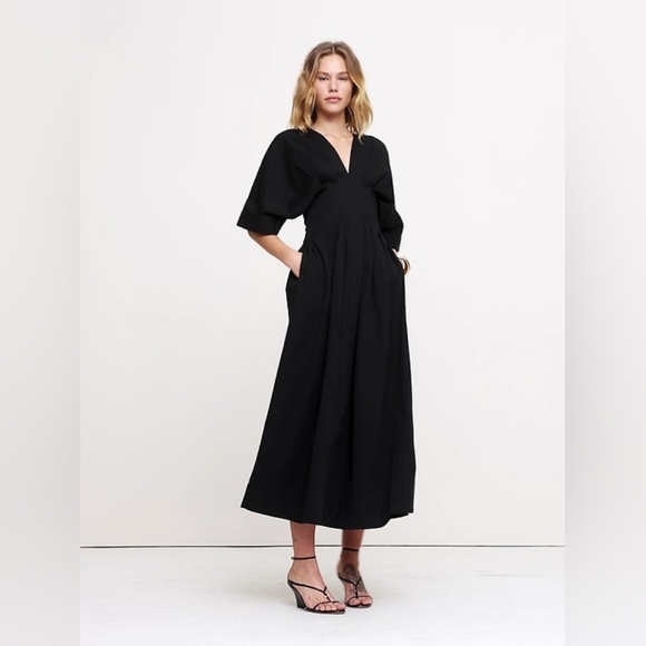 Banana Republic Dresses & Skirts - Banana Republic Stretch-Cotton Pleated Maxi Dress Black NWT